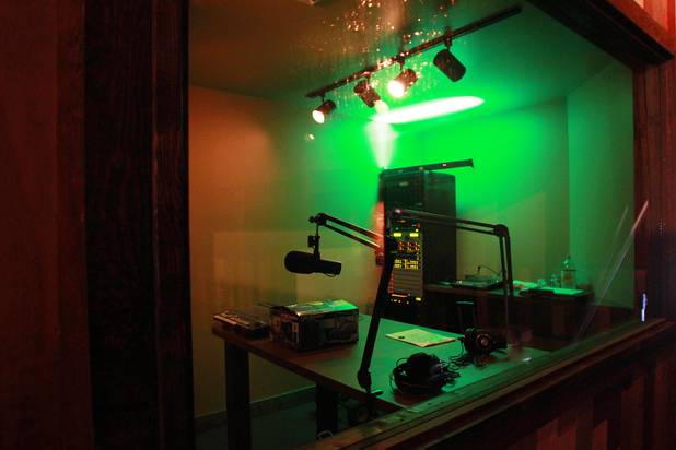 A radio booth is seen at Stoney's Rockin' Country's new location in Town Square Tuesday, Oct. 30, 2012.