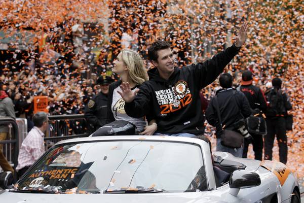 Sergio Romo wears 'I just look illegal' shirt during Giants victory parade  (Picture)