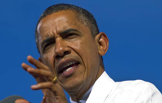 President Barack Obama speaks during at a campaign rally at the Cheyenne Sports Complex near the College of Southern Nevada in North Las Vegas Thursday, Nov. 1, 2012.