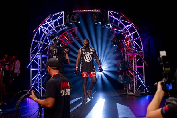 Anthony Johnson of Boca Raton, Fla. makes his entrance during the World Series of Fighting debut in the PH Live theater at Planet Hollywood Saturday, Nov. 3, 2012. The event was broadcast live on the NBC Sports Network.