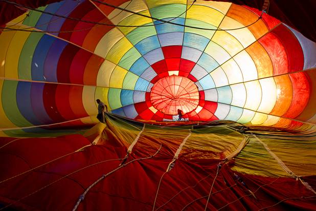 Pilot Dave Lynch, left, of Temecula, Calif. sets up his hot air ballon during the Friends of Metro Search and Rescue Las Vegas Balloon Festival and carnival at the Southern Hills Hospital campus on West Sunset Road Sunday, Nov. 4, 2012.  Festival proceeds from the balloon rides will benefit the nonprofit organization that helps support members of the Las Vegas Police Department Metro Search and Rescue section, many of whom are volunteers.