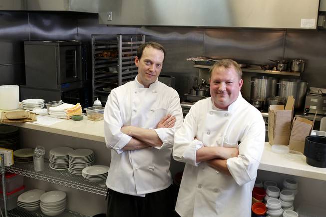 Chefs Brian Lafferty, left, and Chris Herrin at Meat & Three in Henderson on Monday, November 5, 2012.