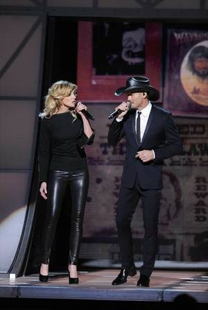 Faith Hill and Tim McGraw perform at the 46th Annual County Music Association Awards in Nashville on Thursday, Nov. 1, 2012.