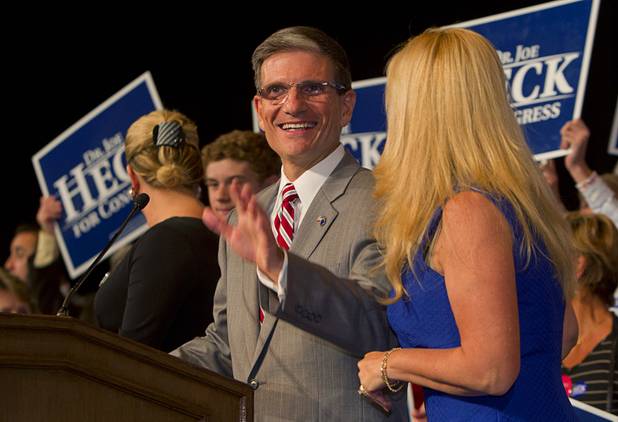 Rep. Joe Heck (R-NV) arrives to thank supporters, after defeating Democrat challenger John Oceguera, during a Republican election night party at the Venetian Tuesday, November 6, 2012.
