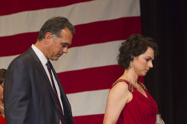 Republican Danny Tarkanian, candidate for Nevada's new 4th Congressional District, and his wife Amy leave the stage after thanking supporters and conceding to Democrat Steven Horsford at a GOP Election Night Watch Party at the Venetian Tuesday, November 6, 2012. 
