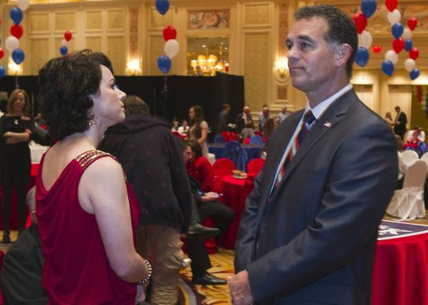 Republican Danny Tarkanian, candidate for Nevada's new 4th Congressional District, and his wife Amy arrive at a GOP Election NIght Watch Party at the Venetian Tuesday, November 6, 2012. STEVE MARCUS