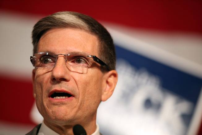 U.S. Rep. Joe Heck, R-Nev. gives a victory speech during a GOP election night watch party at the Venetian in Las Vegas on Tuesday, November 6, 2012.