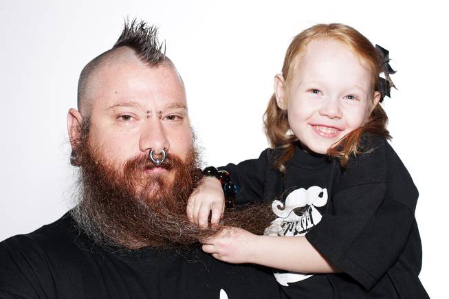 Jeremy Day of Las Vegas will compete in the full beard natural category of the 2012 National Beard and Mustache Championships held in Las Vegas on November 11. Day was photographed on November 9, 2012 in Henderson with his daughter Vivian Day, 4.