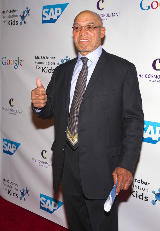 Hall of Famer Reggie Jackson poses at his 8th All-Star Celebrity Classic at the Cosmopolitan Sunday, Nov. 11, 2012. The event raised funds for the Mr. October Foundation for Kids, a charity that supports minority students pursuing education in science and technology.
