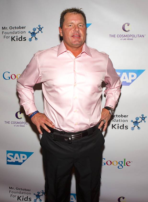 Former MLB  pitcher Roger Clemens arrives for Reggie Jackson's 8th All-Star Celebrity Classic at the Cosmopolitan Sunday, Nov. 11, 2012. The event raised funds for the Mr. October Foundation for Kids, a charity that supports minority students pursuing education in science and technology.