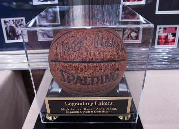 Silent auction items are displayed during Reggie Jackson's 8th All-Star Celebrity Classic at the Cosmopolitan Sunday, Nov. 11, 2012. The event raised funds for the Mr. October Foundation for Kids, a charity that supports minority students pursuing education in science and technology.