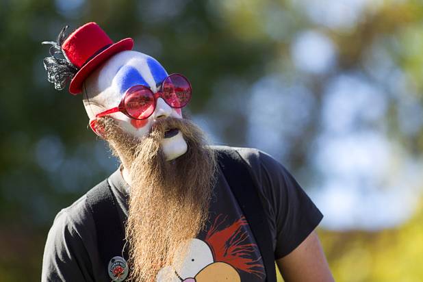 Competitor Chris Olsen of Boulder, Colo. waits for the start of the third annual 2012 Beard Team USA National Beard and Moustache Championships at the Clark County Government Center amphitheater in downtown Las Vegas Sunday, November 11, 2012.