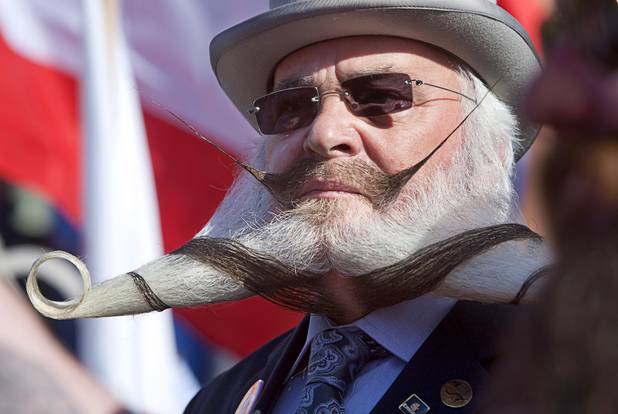 Hans-Peter Weis of Germany is pictured during the third annual 2012 Beard Team USA National Beard and Moustache Championships at the Clark County Government Center amphitheater in downtown Las Vegas Sunday, November 11, 2012.