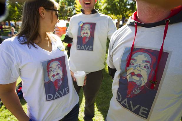 Friends show their support for competitor Dave Ryan of Chicago during the third annual 2012 Beard Team USA National Beard and Moustache Championships at the Clark County Government Center amphitheater in downtown Las Vegas Sunday, November 11, 2012.