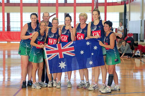 Members of Brothers Netball Club of Australia, celebrate after winning the women's finals match over the Southeast Strikers during the 2012 CallidusCloud U.S. Open Netball Championships at UNLV campus Sunday, November 11, 2012. Brothers Netball Club of Australia won the women's final.