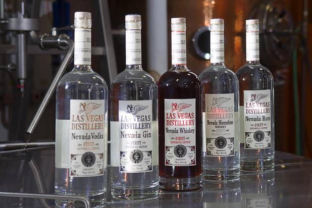 Spirits are displayed at the Las Vegas Distillery in Henderson Monday, Nov. 12, 2012. The distillery, at 7330 Eastgate Road, will celebrate the historic bottling of several new spirits -Nevada whiskey, rum, gin and moonshine- on Saturday, Nov. 17. The company is already producing Nevada Vodka and Rumskey.
