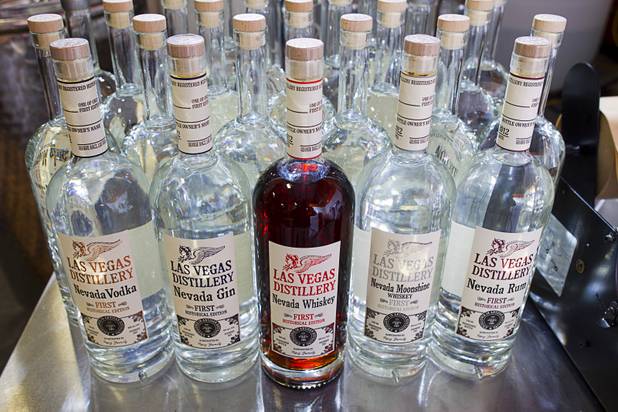 Spirits are displayed at the Las Vegas Distillery in Henderson Monday, Nov. 12, 2012. The distillery, at 7330 Eastgate Road, will celebrate the historic bottling of several new spirits -Nevada whiskey, rum, gin and moonshine- on Saturday, Nov. 17. The company is already producing Nevada Vodka and Rumskey.
