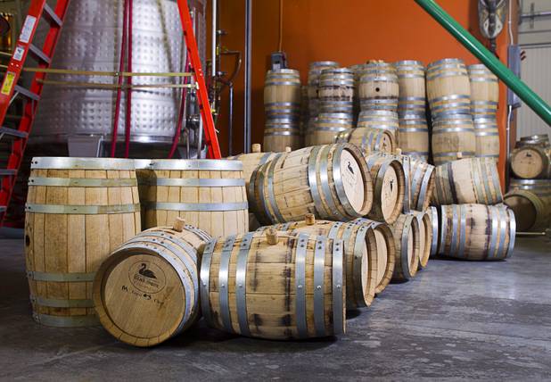 Empty barrels are shown on the floor of the Las Vegas Distillery in Henderson Monday, Nov. 12, 2012. The barrels contained "lucky 777" whiskey - seven grain whiskey, aged for seven months in a seven-gallon barrel. The distillery, at 7330 Eastgate Road, will celebrate the historic bottling of several new spirits -Nevada whiskey, rum, gin and moonshine- on Saturday, Nov. 17. The company is already producing Nevada Vodka and Rumskey.
