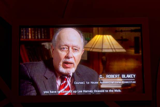 G. Robert Blakey speaks about the President John F. Kennedy assassination in a video being played at the Mob Museum in downtown Las Vegas Tuesday, Nov. 13, 2012.