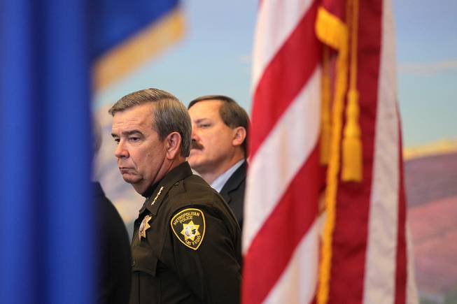 Sheriff Doug Gillespie stands during a press conference held by the U.S. Department of Justice Office of Community Oriented Policing Services at the Lloyd George Federal Building in Las Vegas on Thursday, November 15, 2012. The press conference was regarding an eight-month review of Las Vegas Metropolitan Police Department's use of force policies and practices.