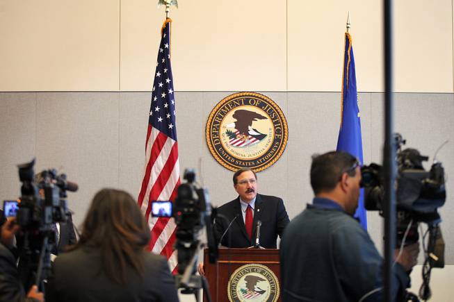 Nevada U.S. Attorney Daniel Bogden speaks during a press conference held by the U.S. Department of Justice Office of Community Oriented Policing Services at the Lloyd George Federal Building in Las Vegas on Thursday, November 15, 2012. The press conference was regarding an eight-month review of Las Vegas Metropolitan Police Department's use of force policies and practices.