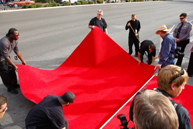 The red carpet is being prepared for Shania Twain's grand entrance at Caesars Palace to kick off her two-year residency, Wednesday, Nov. 14, 2012.