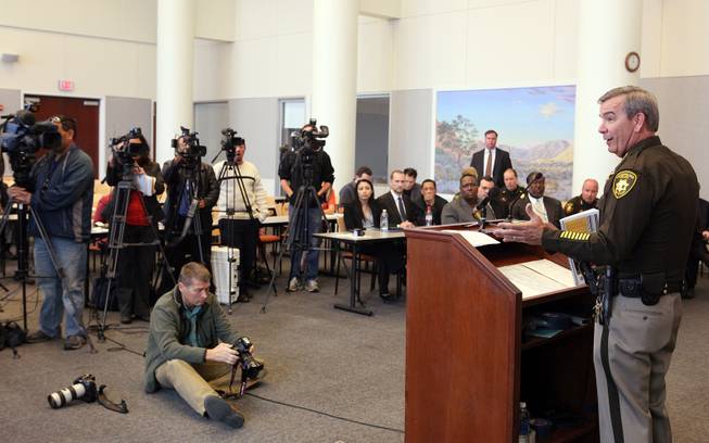 Sheriff Doug Gillespie speaks during a press conference held by the U.S. Department of Justice Office of Community Oriented Policing Services at the Lloyd George Federal Building in Las Vegas on Thursday, November 15, 2012. The press conference was regarding an eight-month review of Las Vegas Metropolitan Police Department's use of force policies and practices.