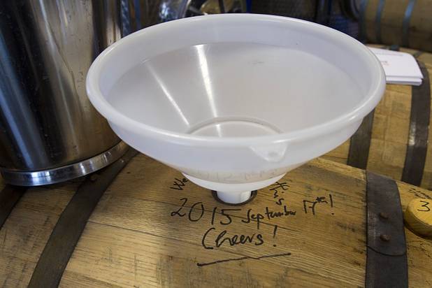 A barrel waits to be filled with whiskey during the Historic First Edition Day at the Las Vegas Distillery in Henderson Saturday, November 17, 2012. The whiskey will be opened on Sept. 17, 2015. The event marks the first bottling of several new spirits and the grand opening of the Booze Brothers Beverage distribution company and the Half Full Artisan Shop at the Distillery, a retail store. The spirits include Nevada vodka, whiskey, gin, rum and moonshine.
