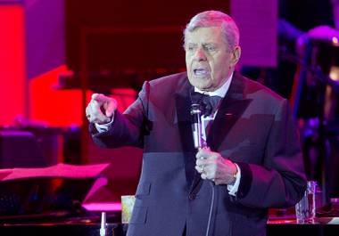 Entertainer Jerry Lewis performs at The Orleans Showroom on Sunday, Nov. 18, 2012.