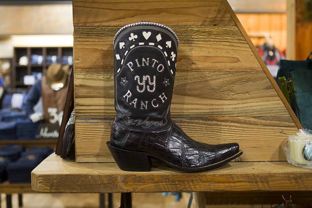 A Pinto Ranch Las Vegas boot is displayed at the Pinto Ranch western wear store in the Fashion Show Mall Monday, November 19, 2012.