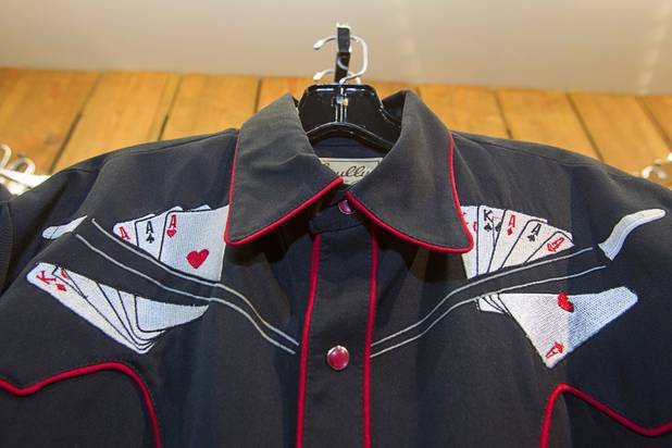 A gambling-themed shirt by Scully is displayed at the Pinto Ranch western wear store in the Fashion Show Mall Monday, November 19, 2012.