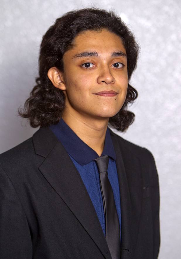Hector Vargas-Perla of Valley High School poses after winning a college scholarship during the annual Las Vegas Sun Youth Forum at the Las Vegas Convention Center Tuesday, November 20, 2012.