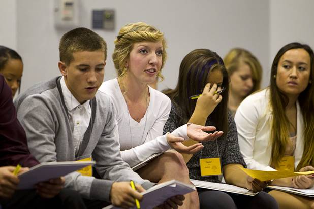 Allison Rikalo of Foothill High School speaks during the annual Las Vegas Sun Youth Forum at the Las Vegas Convention Center Tuesday, November 20, 2012.