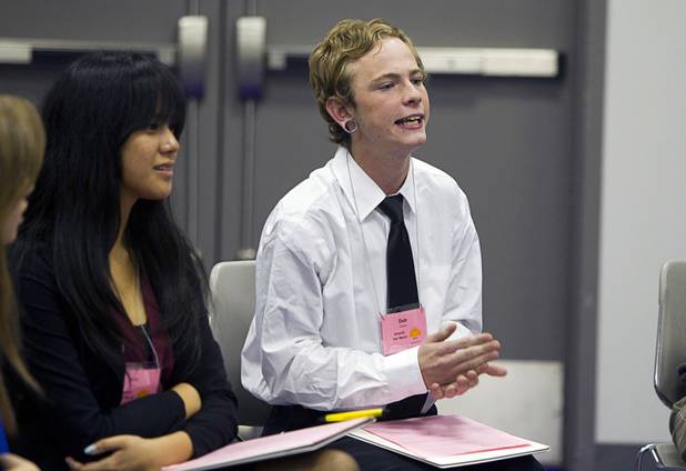Dale Weishar of South East Career Technical Academy speaks during the annual Las Vegas Sun Youth Forum at the Las Vegas Convention Center Tuesday, November 20, 2012.