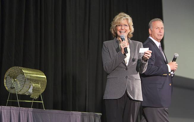 Janie Greenspun-Gale and Brian Greenspun announce a winner of a scholarship winner donated by former Nevada first lady Sandy Miller during the annual Las Vegas Sun Youth Forum at the Las Vegas Convention Center Tuesday, November 20, 2012.