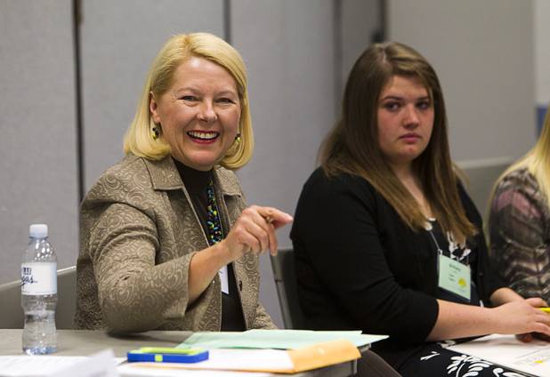 Clark County School Board Trustee Lorraine Alderman moderates a discussion during the annual Las Vegas Sun Youth Forum at the Las Vegas Convention Center Tuesday, November 20, 2012.