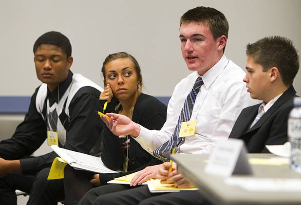 Billy Lazarus of Sierra Vista High School participates in a discussion during the annual Las Vegas Sun Youth Forum at the Las Vegas Convention Center Tuesday, November 20, 2012.