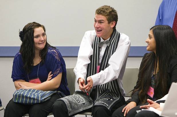 Ryan Meservey, center, of Arbor View High School participates in a discussion during the annual Las Vegas Sun Youth Forum at the Las Vegas Convention Center Tuesday, November 20, 2012.