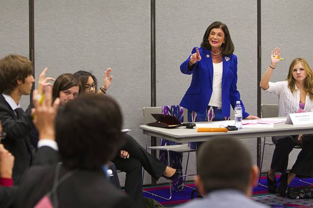 Congresswoman Shelley Berkley calls on a student during the annual Las Vegas Sun Youth Forum at the Las Vegas Convention Center Tuesday, November 20, 2012. Berkley participated in the Sun Youth Forum in 1967 and 1968 as a Valley High School student.