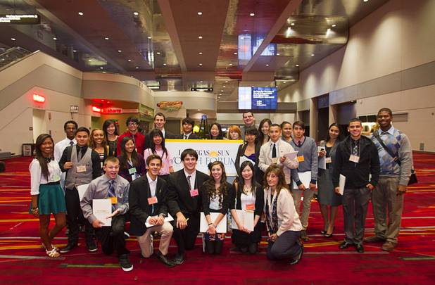 A group of students from Clark High School gather for a photo before the annual Las Vegas Sun Youth Forum at the Las Vegas Convention Center Tuesday, November 20, 2012.