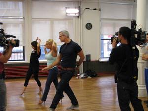 Coco works with Jerry Mitchell and Paula Castleton during "Peepshow" rehearsals in New York.