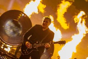 Alex Lifeson of Rush performs during the band's show at MGM Grand Garden Arena on Friday, Nov. 23, 2012.