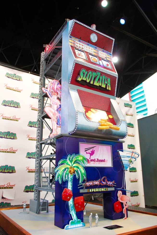 SlotZilla, a permanent two-level zip line that spans 1,700 feet through the Fremont Street Experience canopy was unveiled to the public Tuesday, Nov. 27, 2012.