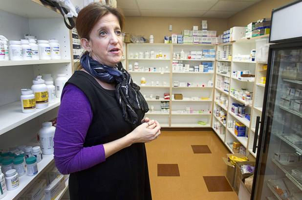Dispensary manager Amy Rose Wojciechowski gives a tour of the dispensary at the Volunteers in Medicine of Southern Nevada clinic near Tropicana Avenue and McLeod Drive Wednesday, December 5, 2012. The group is raising funds to build a new clinic in downtown Las Vegas.