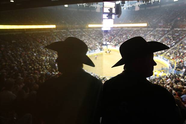 Mike Fitzmorris of Smolan, Kansas takes in the fourth go-round of the Wrangler National Finals Rodeo at the Thomas & Mack Center Sunday, Dec. 9, 2012. The NFR continues through Saturday.