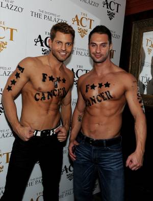 Jaymes Vaughan and James Davis attend the "Kiss for a Cure" benefit for the American Cancer Society and ForgetCancerNow.com at the Act in the Palazzo on Wednesday, Dec. 12, 2012.
