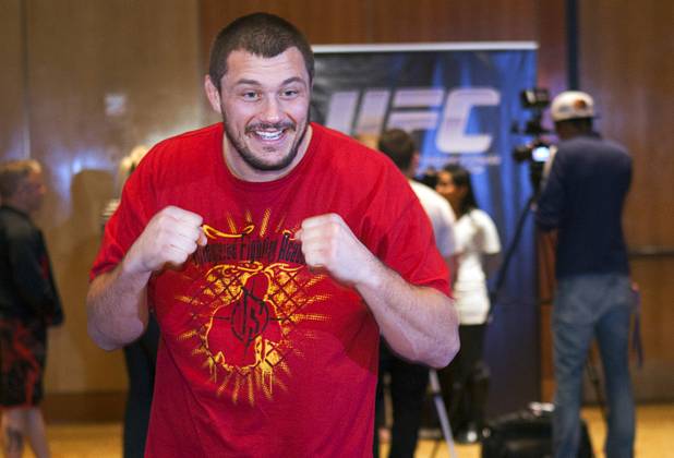 Heavyweight fighter Matt Mitrione is shown during UFC Ultimate Fighter Finale workouts at the Hard Rock Thursday, Dec. 13, 2012.
