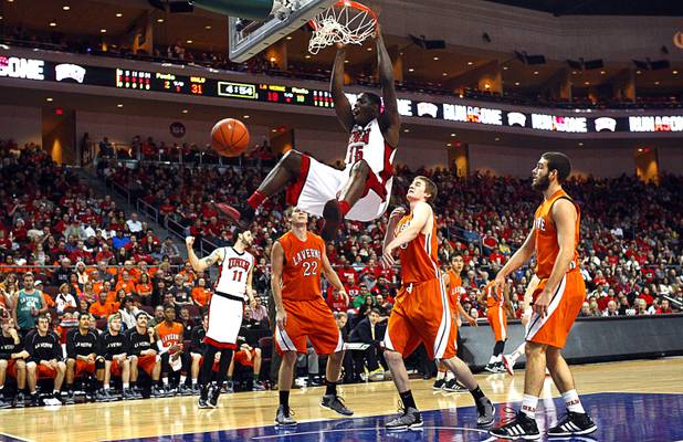 UNLV's Anthony Bennett dunks the ball during the Rebel's game against the La Verne Leopards at the Orleans Arena Thursday, Dec. 13, 2012.