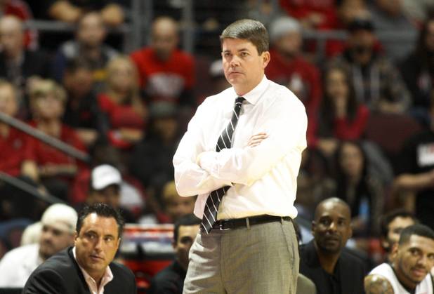 UNLV coach Dave Rice watches the Rebel's game against the La Verne Leopards at the Orleans Arena Thursday, Dec. 13, 2012.