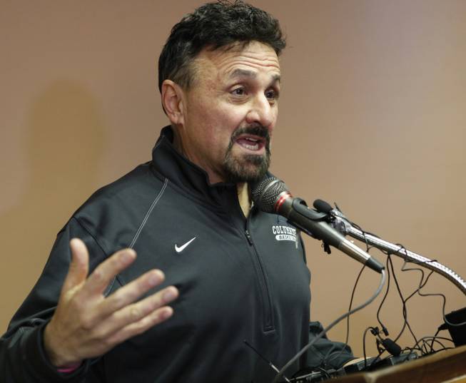 Frank DiAngelis, Columbine High School Principal at time of the massacre and still principal today speaks at a news conference where he talked about the Connecticut School Shooting at Jefferson County School headquarters in Golden, Colo., on Thursday, Dec. 14, 2012.  In a state that was rocked by the 1999 Columbine school massacre and the Aurora movie theater shooting less than six months ago, Fridays shootings renewed debate over why mass shootings keep occurring and whether gun control can stop them.  (AP Photo/Ed Andrieski)